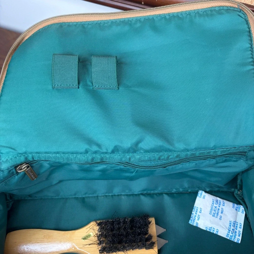 Brookstone Golf Shoe Bag Unisex One Size Teal Canvas Travel Organizer Bag